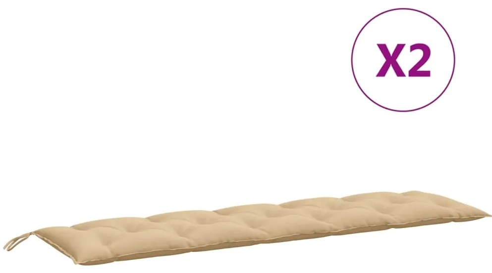 Almofadões banco jardim 2pcs 180x50x7 cm mesclado tecido bege