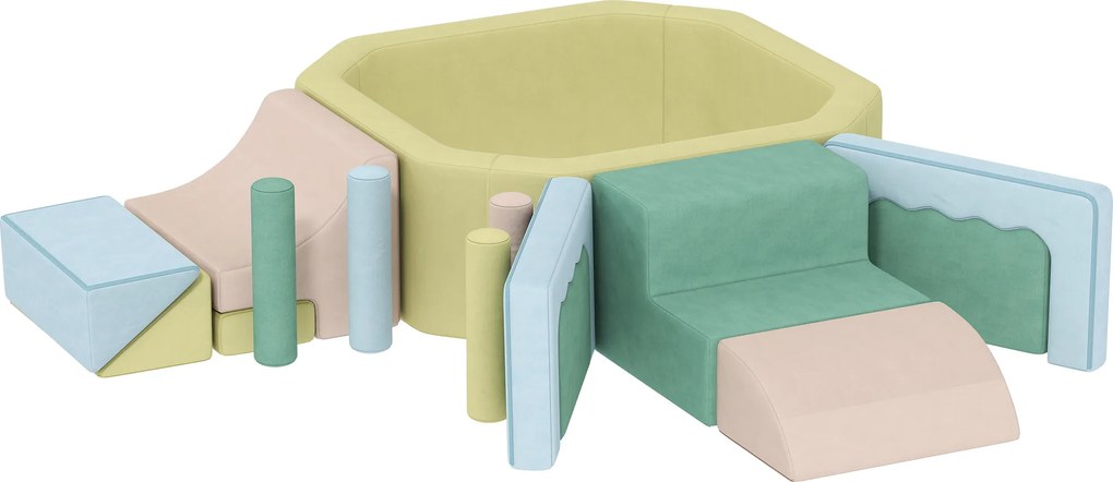 Circuito de motricidade para bebés, módulo de motricidade para bebés com piscina de bolas, capa lavável, 160 x 137,5 x 30 cm, multicolorido