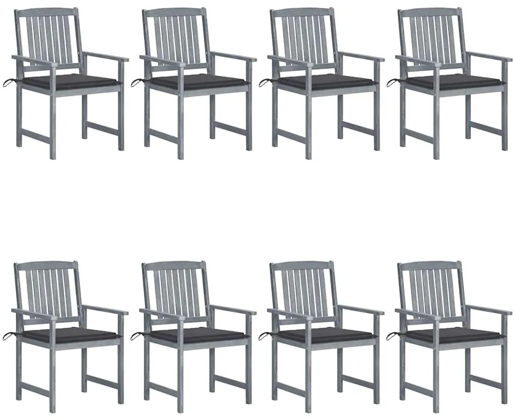 vidaXL Cadeiras de jardim c/ almofadões 8 pcs acácia maciça cinzento
