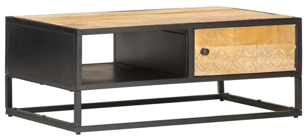 Mesa de centro c/ porta esculpida 90x55x36 cm mangueira áspera