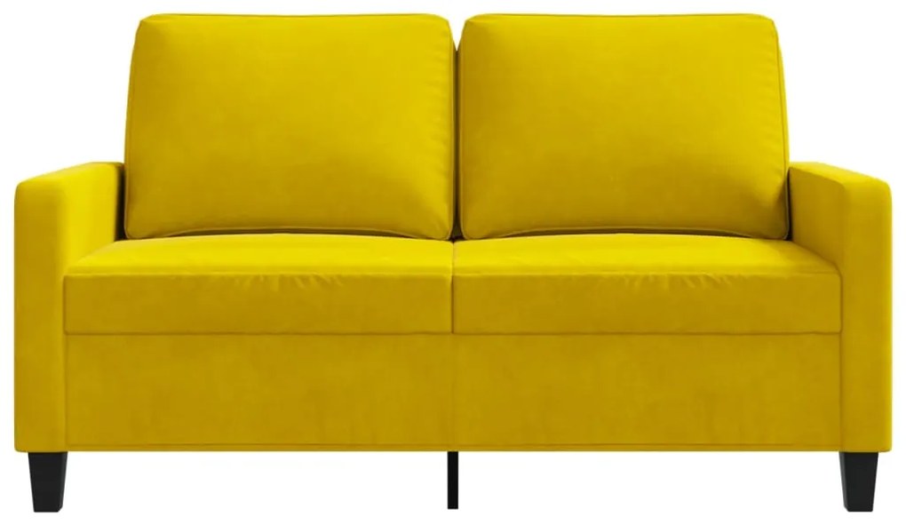 Sofá de 2 lugares veludo 120 cm amarelo