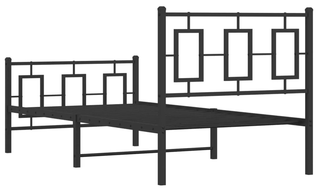 Estrutura de cama com cabeceira e pés 90x200 cm metal preto