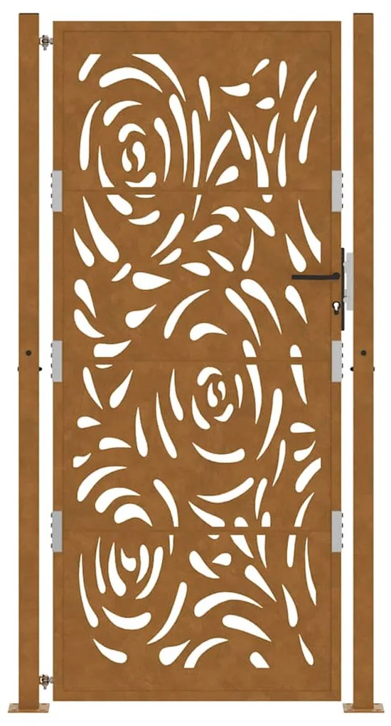 Portão de jardim 105x205 cm design de chama de aço resistente