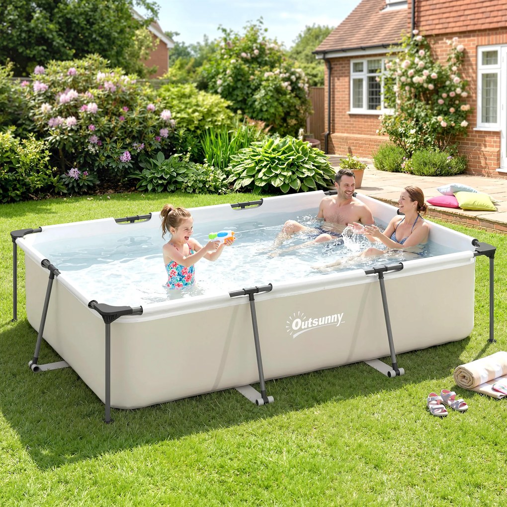 Piscina tubular retangular 316 x 238 x 66,5 cm com bomba de filtragem, 3701 L, em PVC de três camadas, , cinzenta