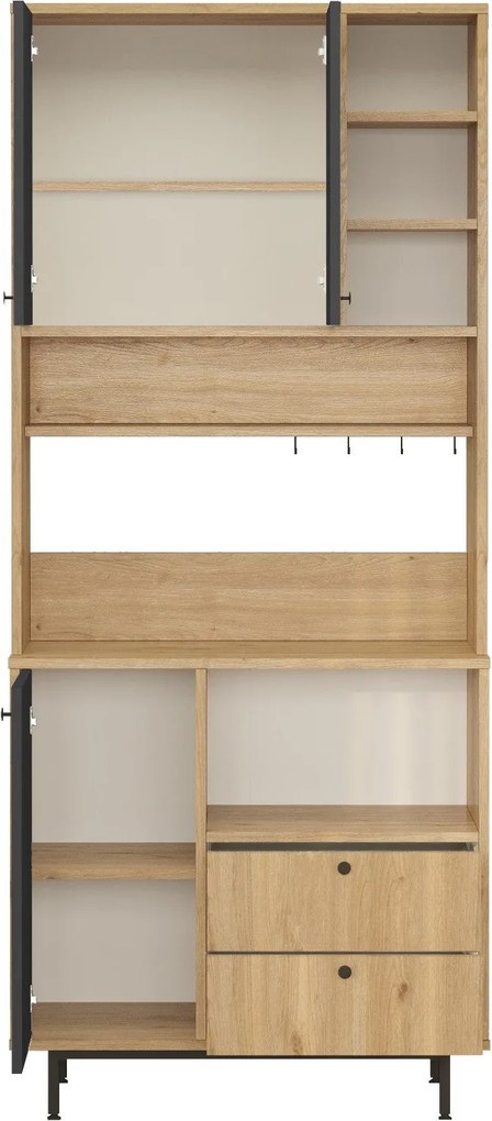 Armário Alto de Cozinha "Toledo" - Carvalho e Antracite - 88x205x35.5c