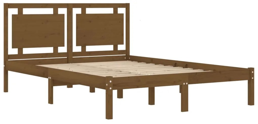 Estrutura de cama 200x200 cm madeira maciça castanho mel
