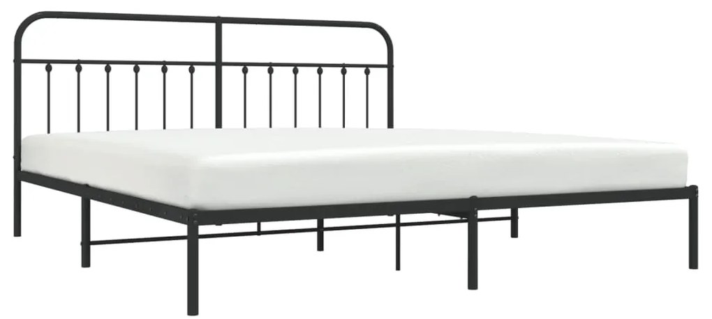 Estrutura de cama com cabeceira 200x200 cm metal preto