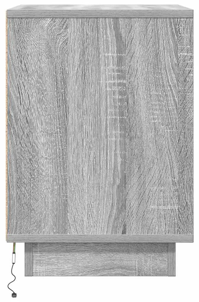 Mesas cabeceira c/ luzes LED 2 pcs 38x34x50 cm cinzento-sonoma