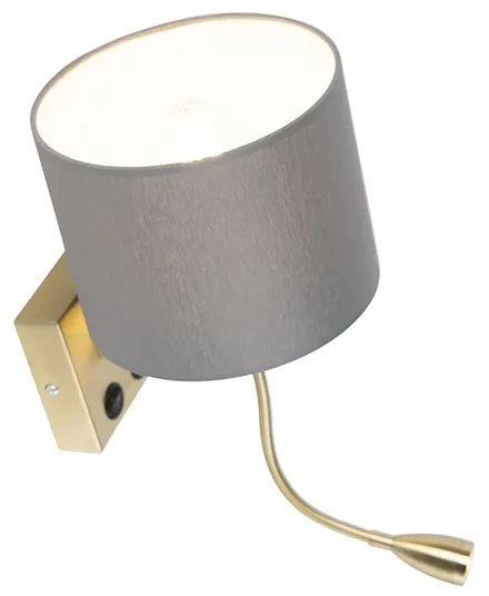 Candeeiro de parede Art Deco dourado com abajur cinzento - Brescia Moderno,Art Deco