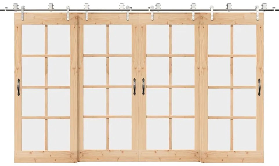 Kit ferragens p/ porta deslizante 400cm aço inoxidável prateado