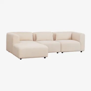 Sofá Modular Fogler De 3 Peças Com Chaise Longue Esquerda Chenille Creme Bege - Sklum