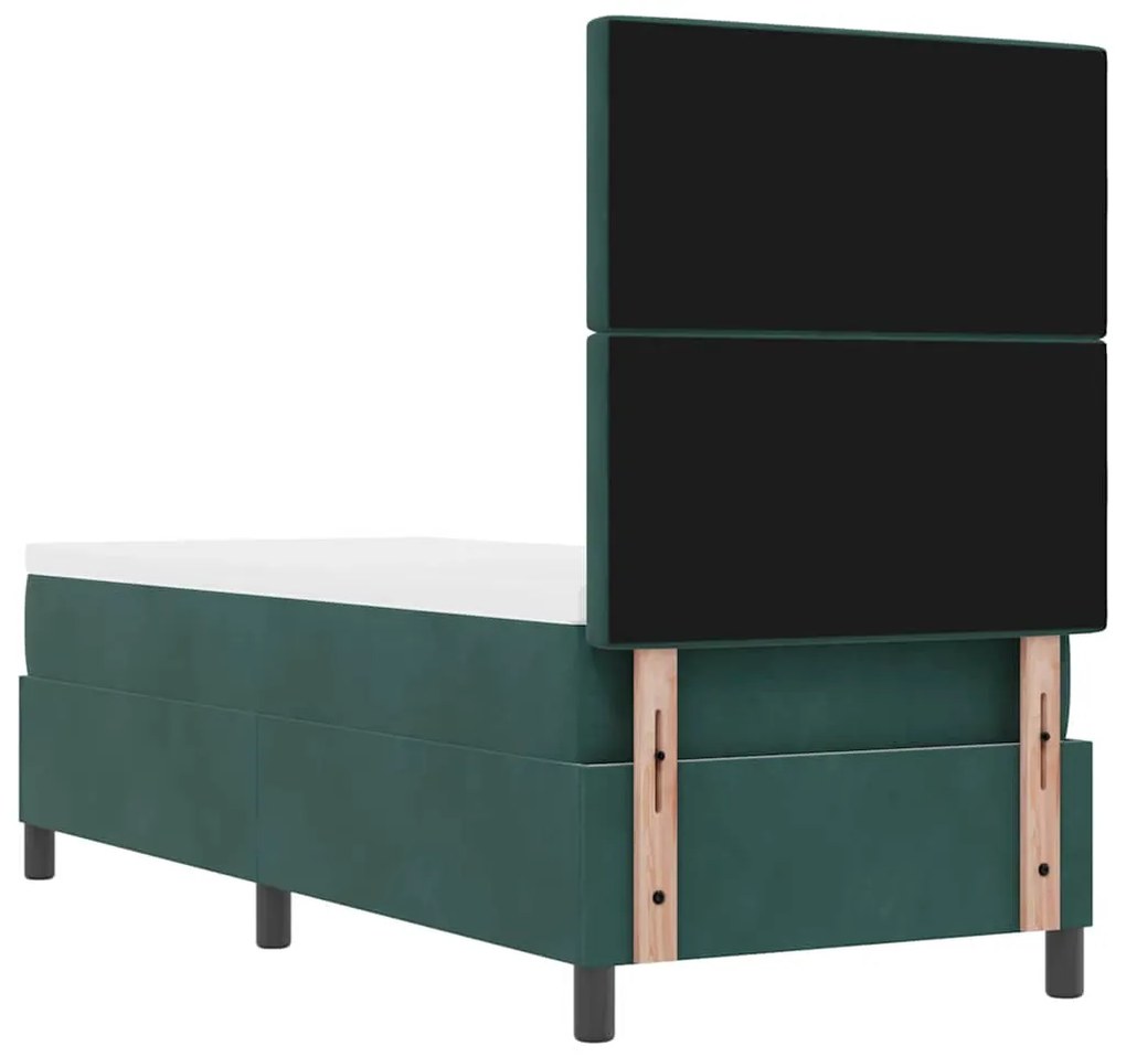 Cama Box Spring com Colchão Verde Escuro 80x200 cm Veludo