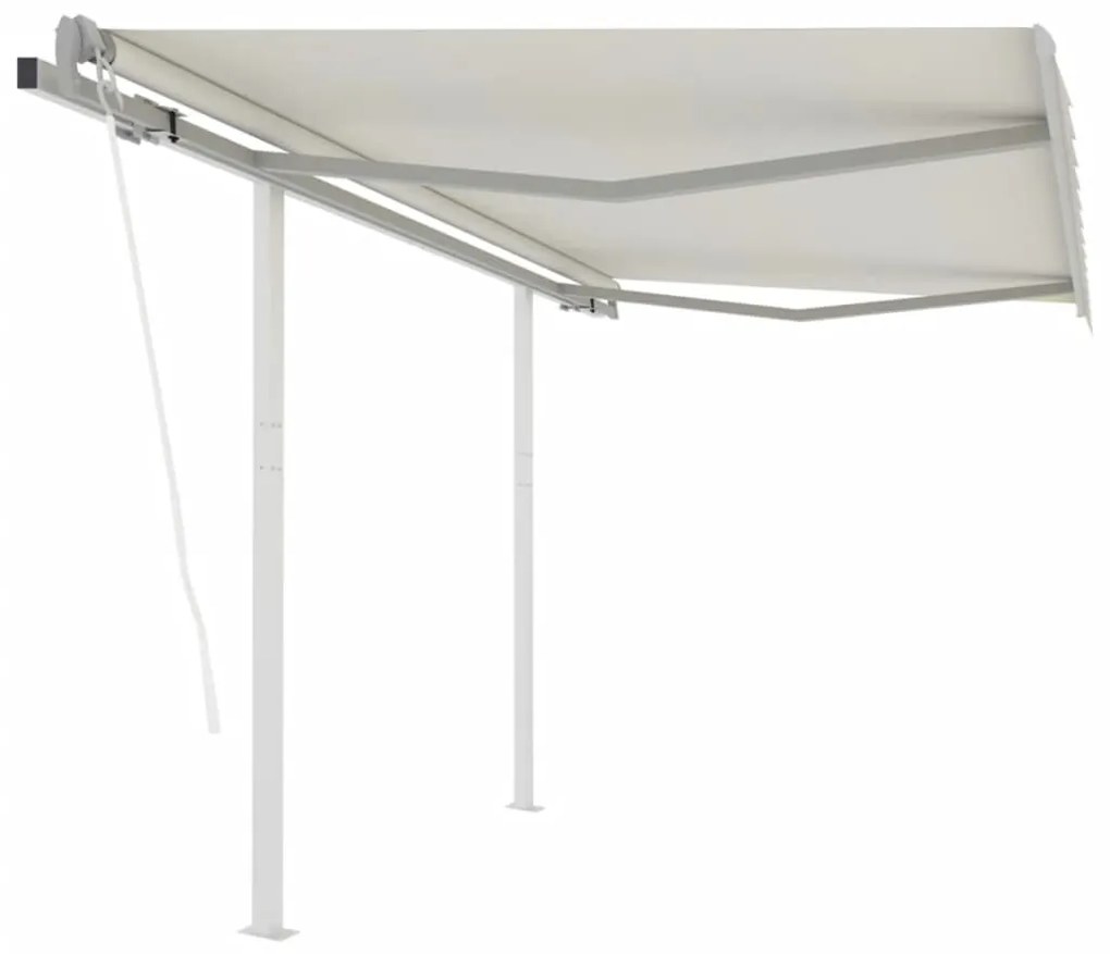 vidaXL Toldo retrátil automático com postes 3,5x2,5 m cor creme
