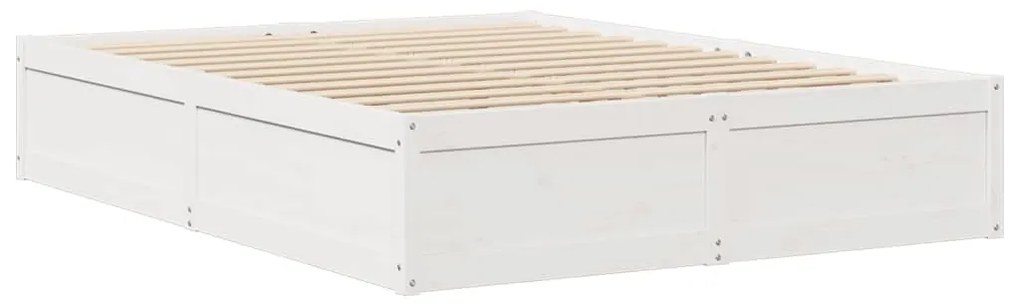 Cama sem colchão 140x200 cm madeira de pinho maciça branco