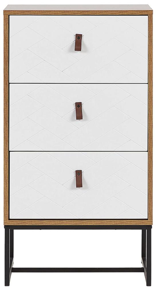 Cómoda com 3 gavetas em madeira clara e branca NUEVA Beliani