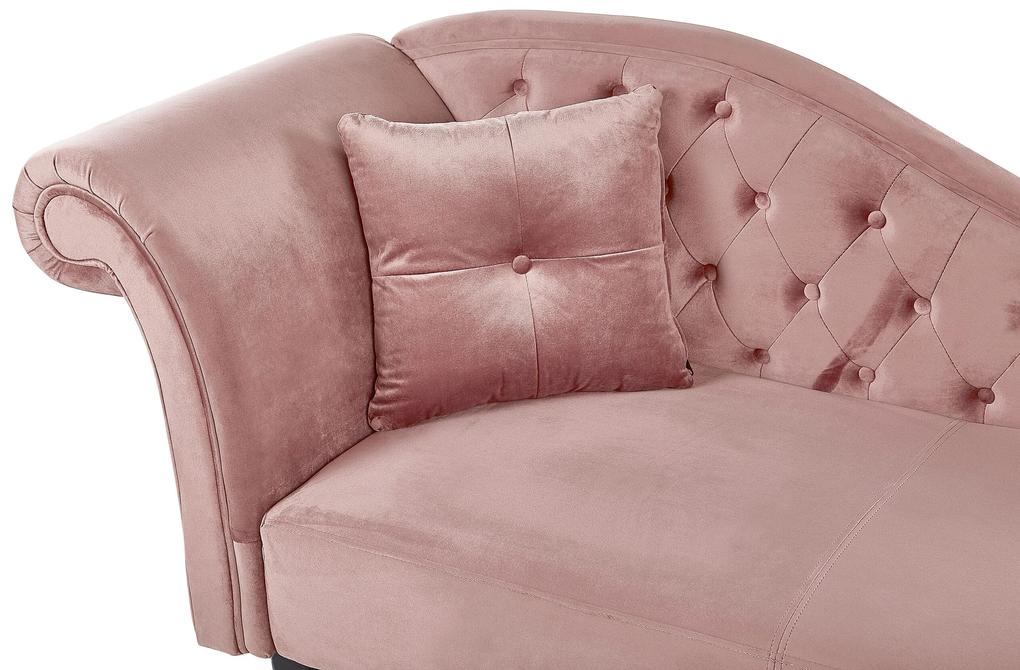 Chaise-longue em veludo rosa versão à esquerda LATTES Beliani