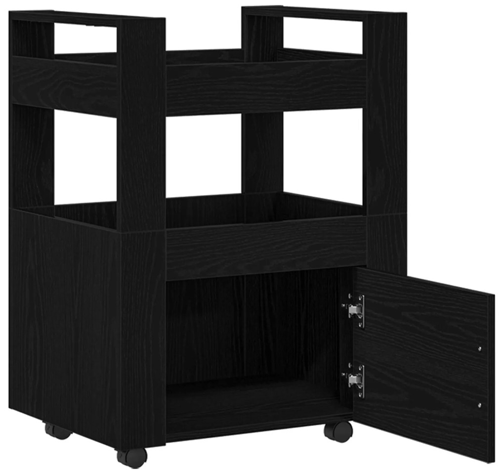 Carrinho de Cozinha vidaXL Carvalho Preto 60x45x80 cm Madeira Compósit