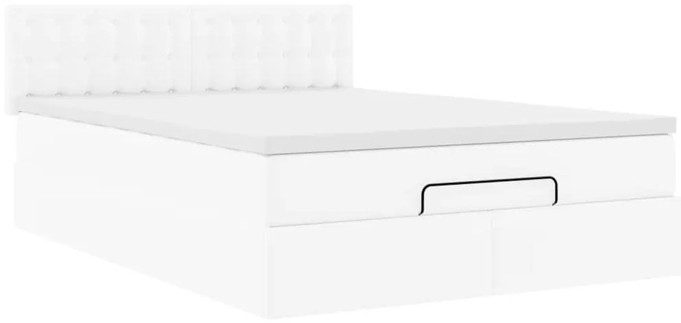 Cama otomana com colchões &amp; LEDs 140x200 cm couro artificial