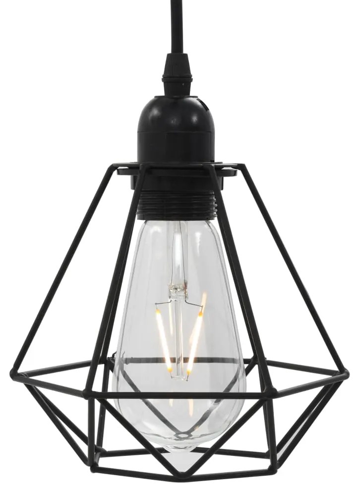Candeeiro de teto com design diamante 3 lâmpadas E27 preto
