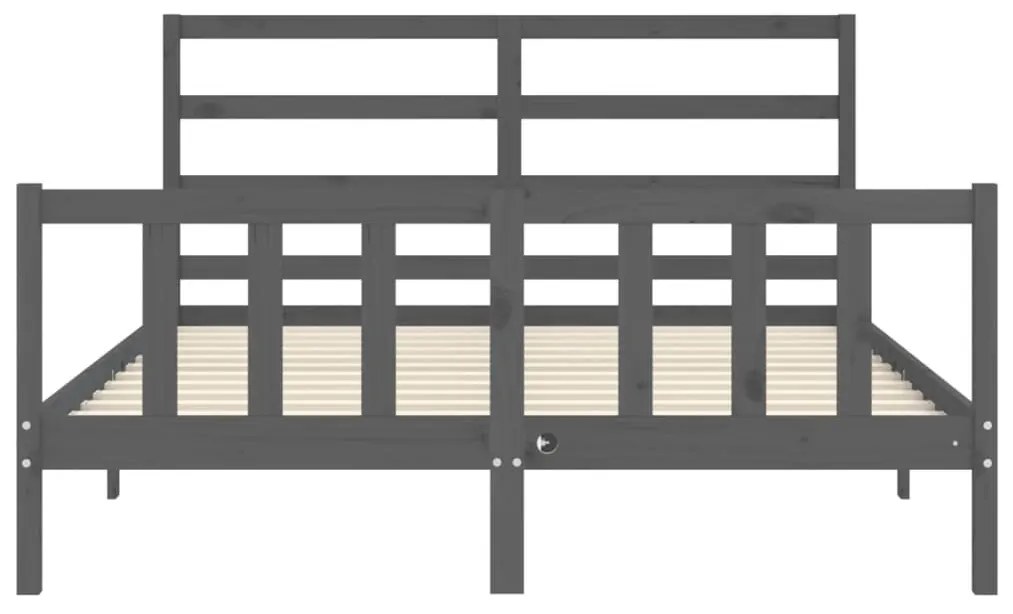 Estrutura de cama King Size com cabeceira madeira maciça cinza