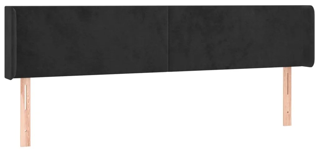 Cabeceira de cama c/ luzes LED veludo 163x16x78/88 cm preto