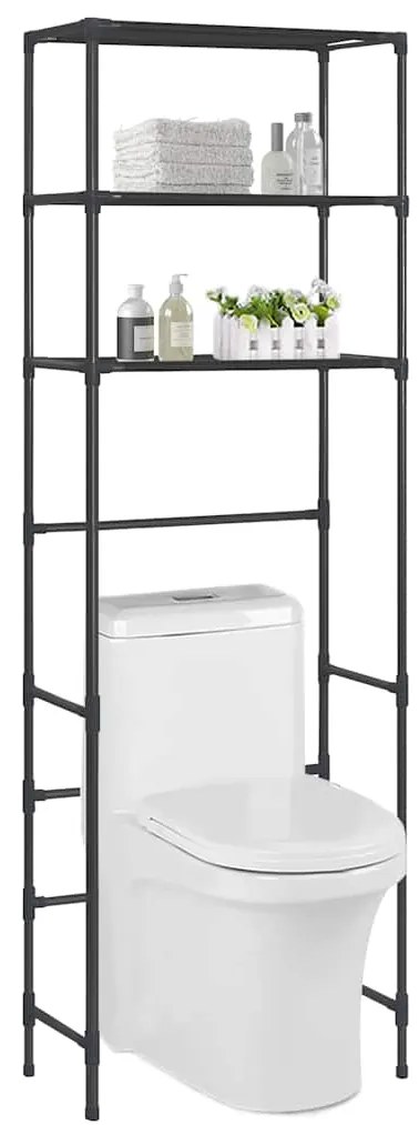 Estante com 3 prateleiras p/ casa de banho 53x28x169 cm preto