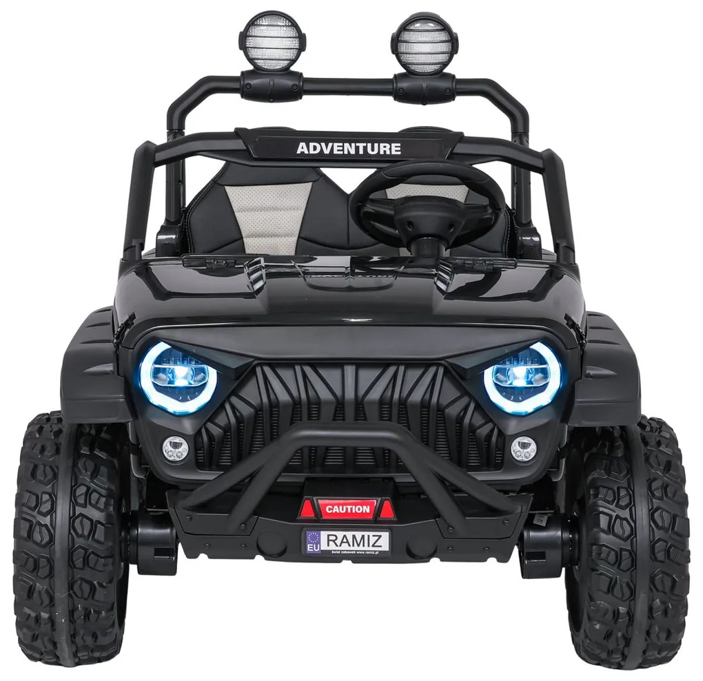 Jipe elétrico para Crianças 2 Lugares 24V 4x4 PASSION 4x4 Off-Road Rodas Espuma EVA, Assento couro ecológico Preto