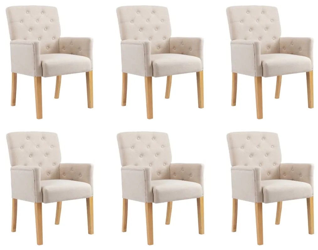 vidaXL Cadeiras de jantar com apoio de braços 6 pcs tecido bege