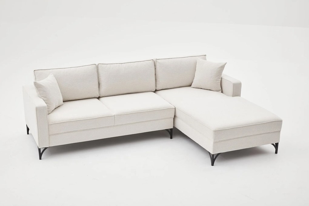 Sofá de Canto Berlin – Creme e Preto – 258 cm