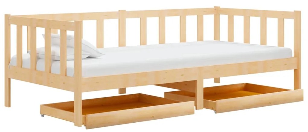 Sofá-cama com gavetas 90x200 cm pinho maciço