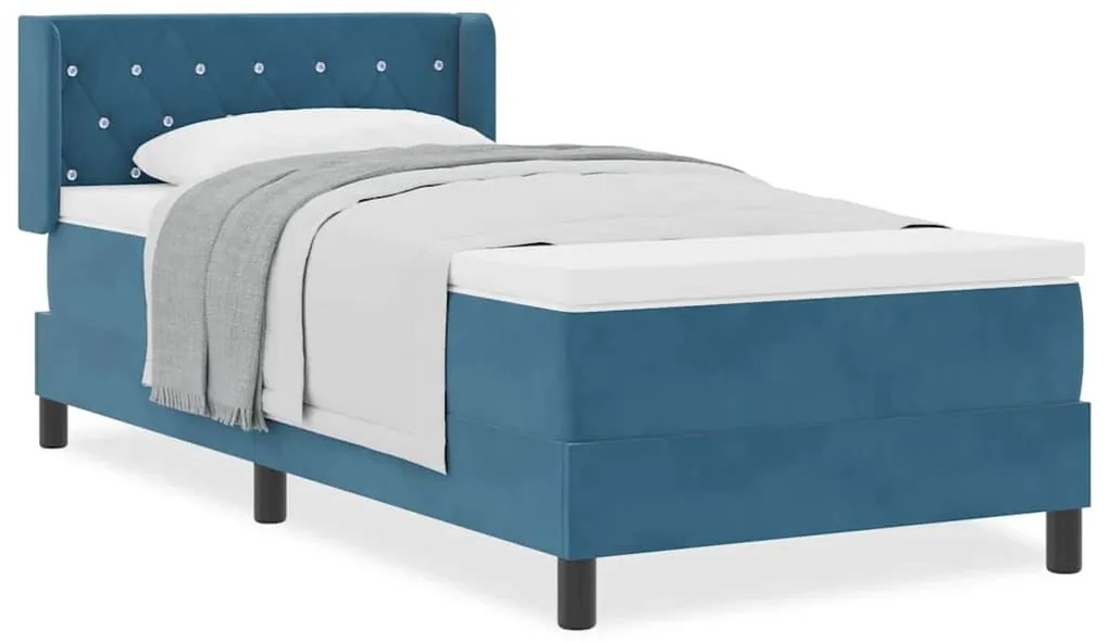 Cama Box com Colchão vidaXL Azul Escuro 90x190 cm Veludo