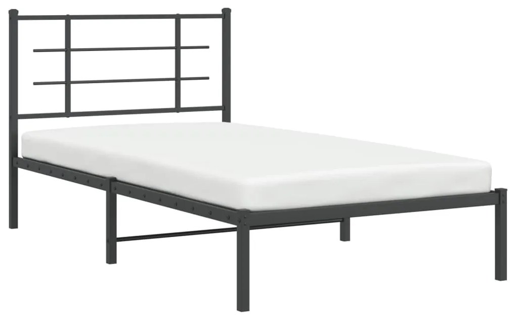 Estrutura de cama com cabeceira 100x190 cm metal preto