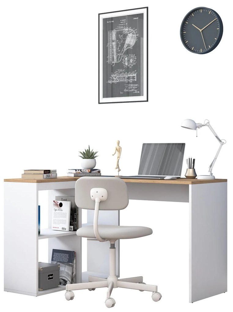 Secretária de Estudo HA113 – Carvalho Branco – 120 cm x 74,8 cm x 50 c