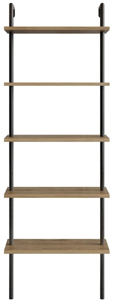 Estante Paula – Nogueira e Preto – 60x174x22 cm