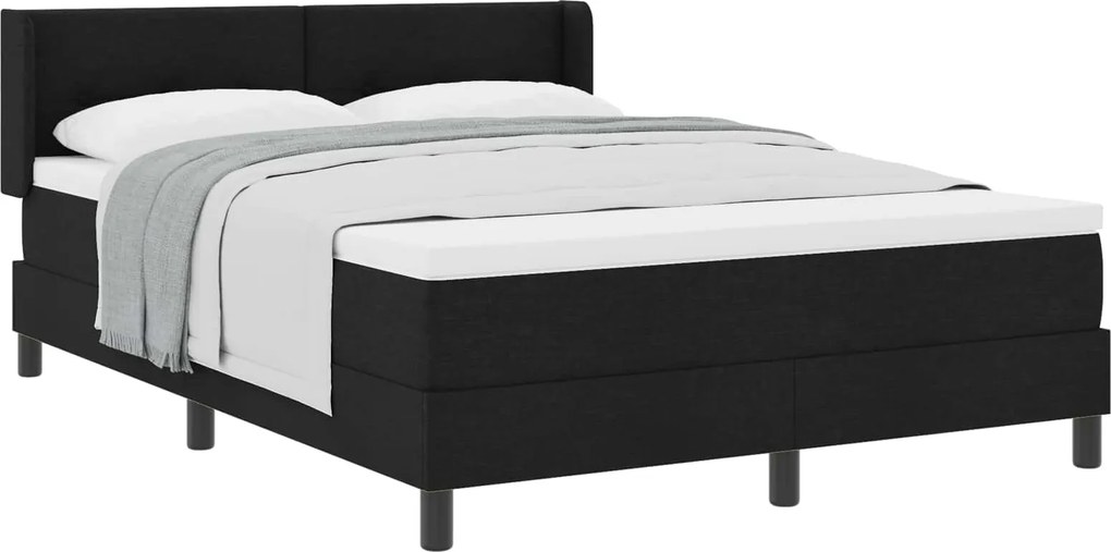 vidaXL Cama Box com colchão com cabeceira Preto 190 x 140 cm Poliéster