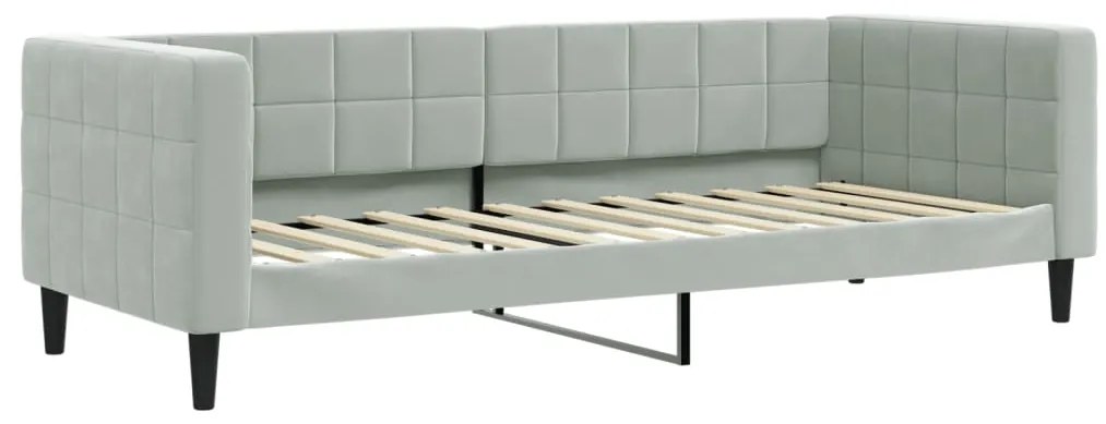 Sofá-cama com colchão 80x200 cm veludo cinzento-claro