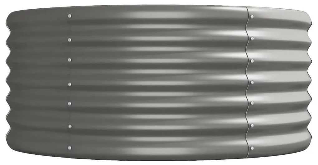 Canteiro elevado jardim 440x80x36cm aço revestido a pó cinzento