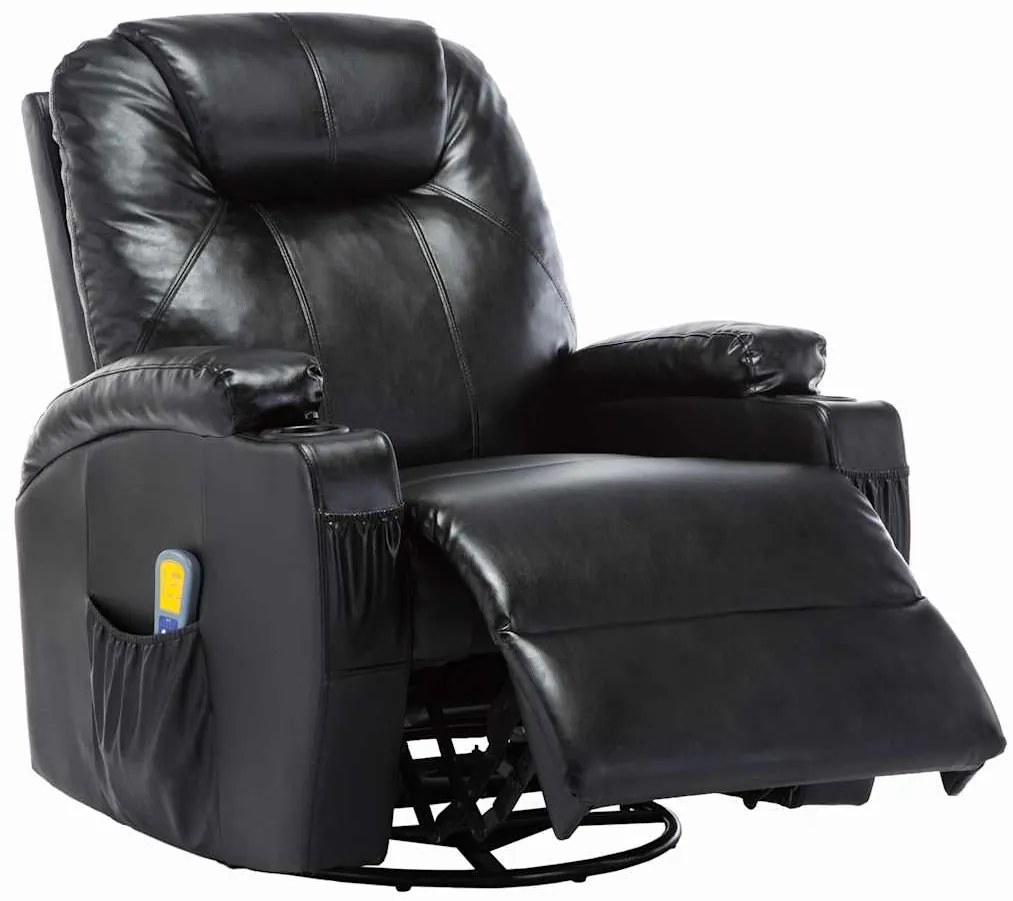 Cadeira de massagem reclinável couro artificial preto