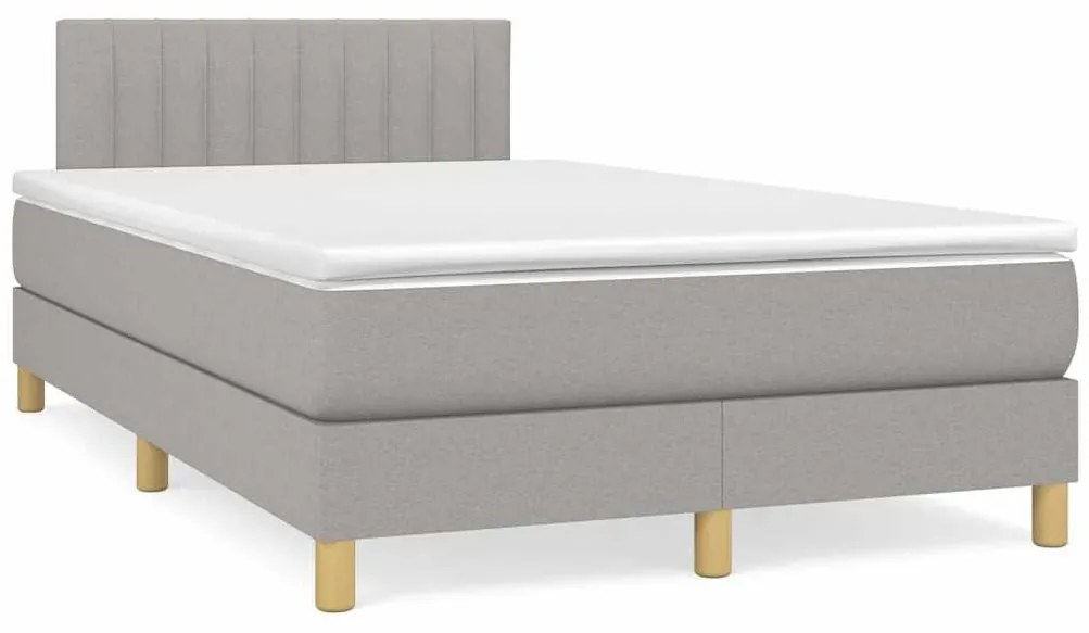 Cama box spring c/ colchão e LED 120x190 cm tecido cinza-claro