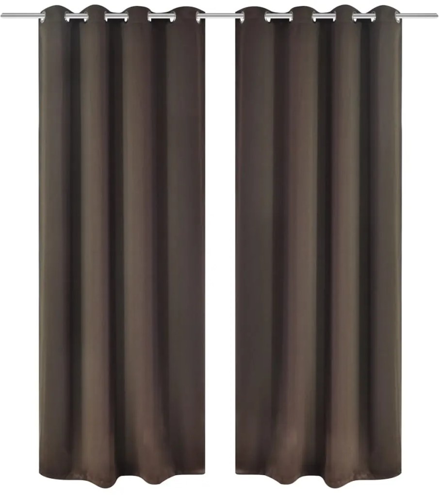 Cortinas blackout com ilhós de metal 270x245 cm castanho