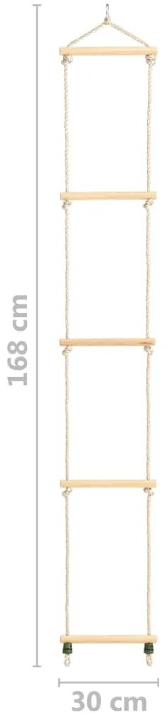 Escada de corda infantil 30x168 cm madeira maciça e PE