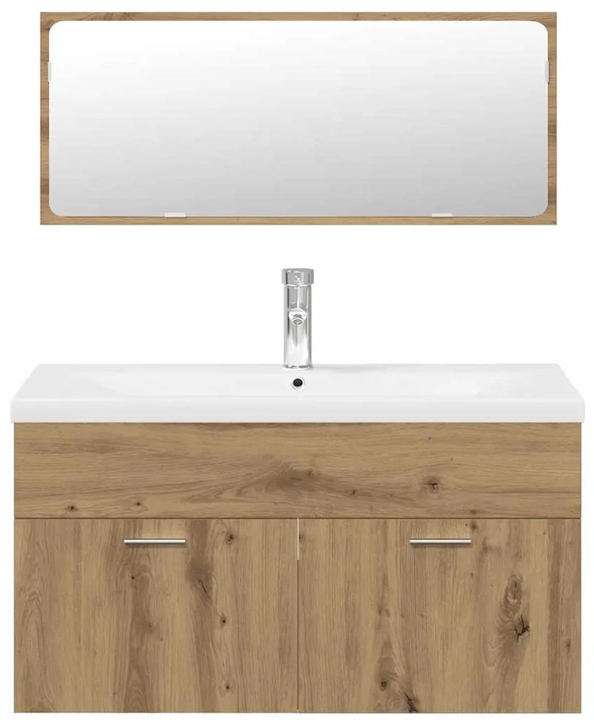 3 pcs móveis de casa de banho deriv. madeira carvalho artisiano