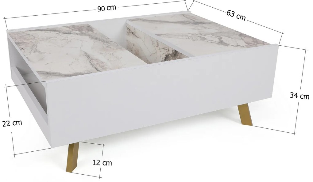 Mesa de Centro Frida – Branco – 90x63x34 cm