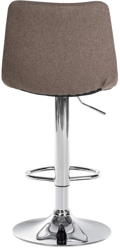 Banco de bar Jerry em tecido com estrutura cromada 87-108,5 x 43 x 46,5 cm Castanho acinzentado
