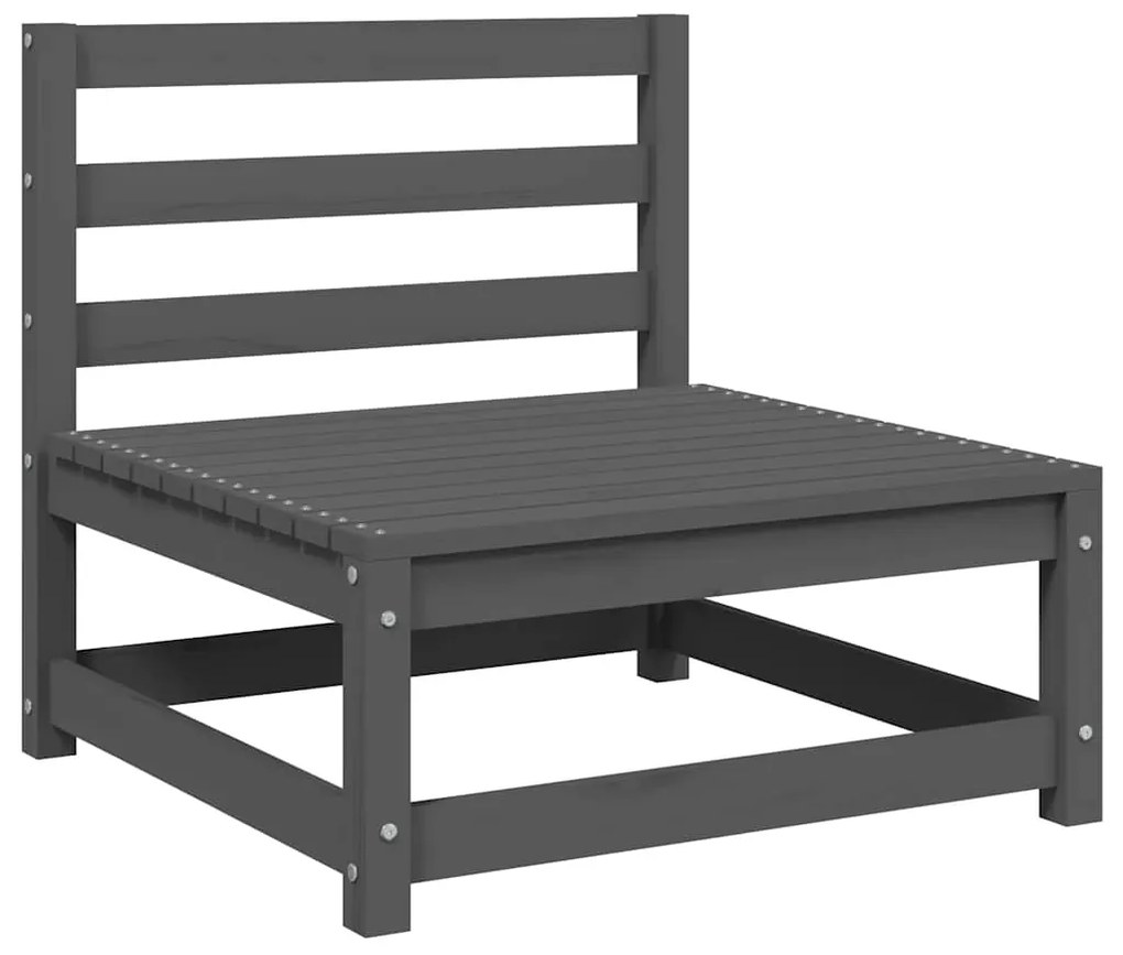 2 pcs conjunto lounge de jardim pinho maciço cinzento