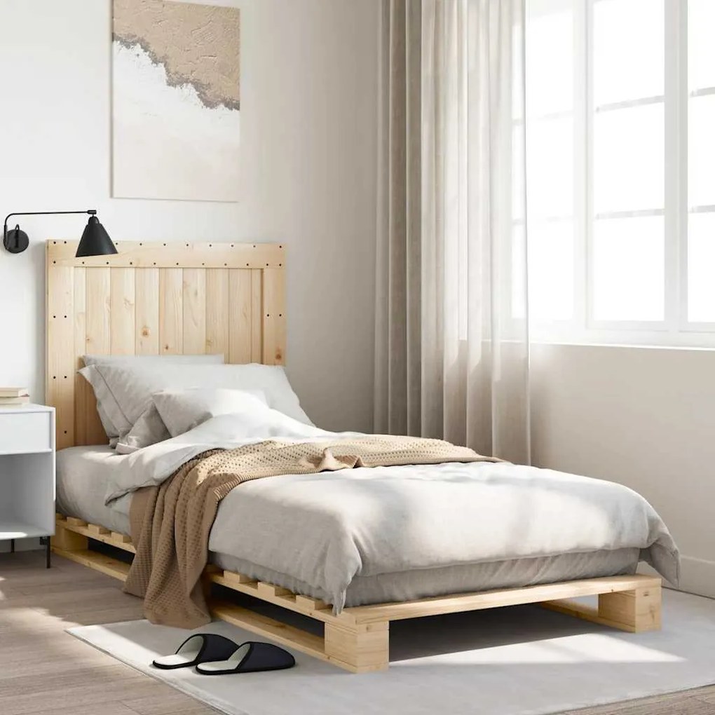 Estrutura de cama com cabeceira 90x200 cm pinho maciço