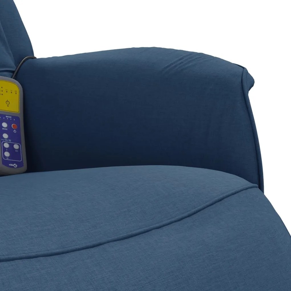 Cadeira de massagens reclinável c/ apoio de pés tecido azul