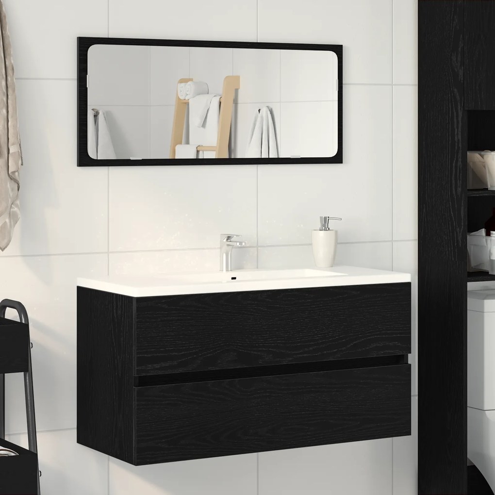 vidaXL Gabinete para Pia Carvalho Preto 90x38,5x45 cm Madeira Engenheirada
