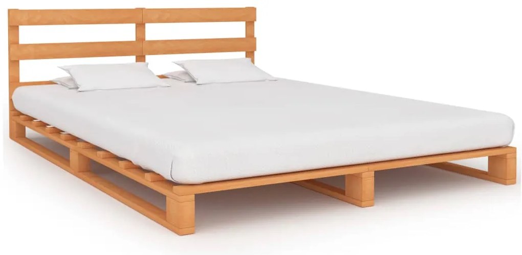 vidaXL Estrutura de cama em paletes pinho maciço 120x200 cm castanho