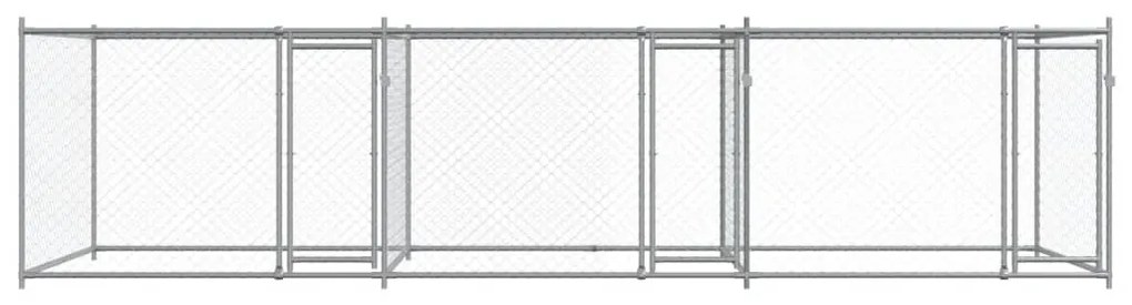 Jaula para cão com portas 6x2x1,5 m aço galvanizado cinzento